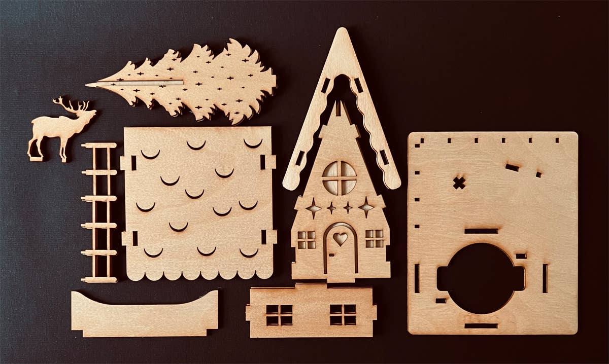 Squirrel Tacos Papercuts - Wholesale DIY Craft Kit - DIY Kit A Frame Chalet Christmas Holiday Decor candle holder9