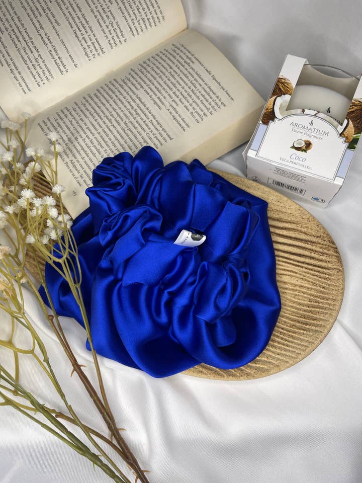 Azure Medium Navy Blue Silky Reversible Satin Bonnet for wholesale by Asantewaa
