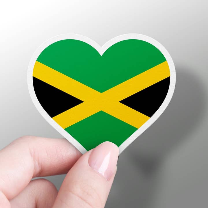 GraffMerch.com - Wholesale Sticker - Jamaica Heart Flag Sticker1