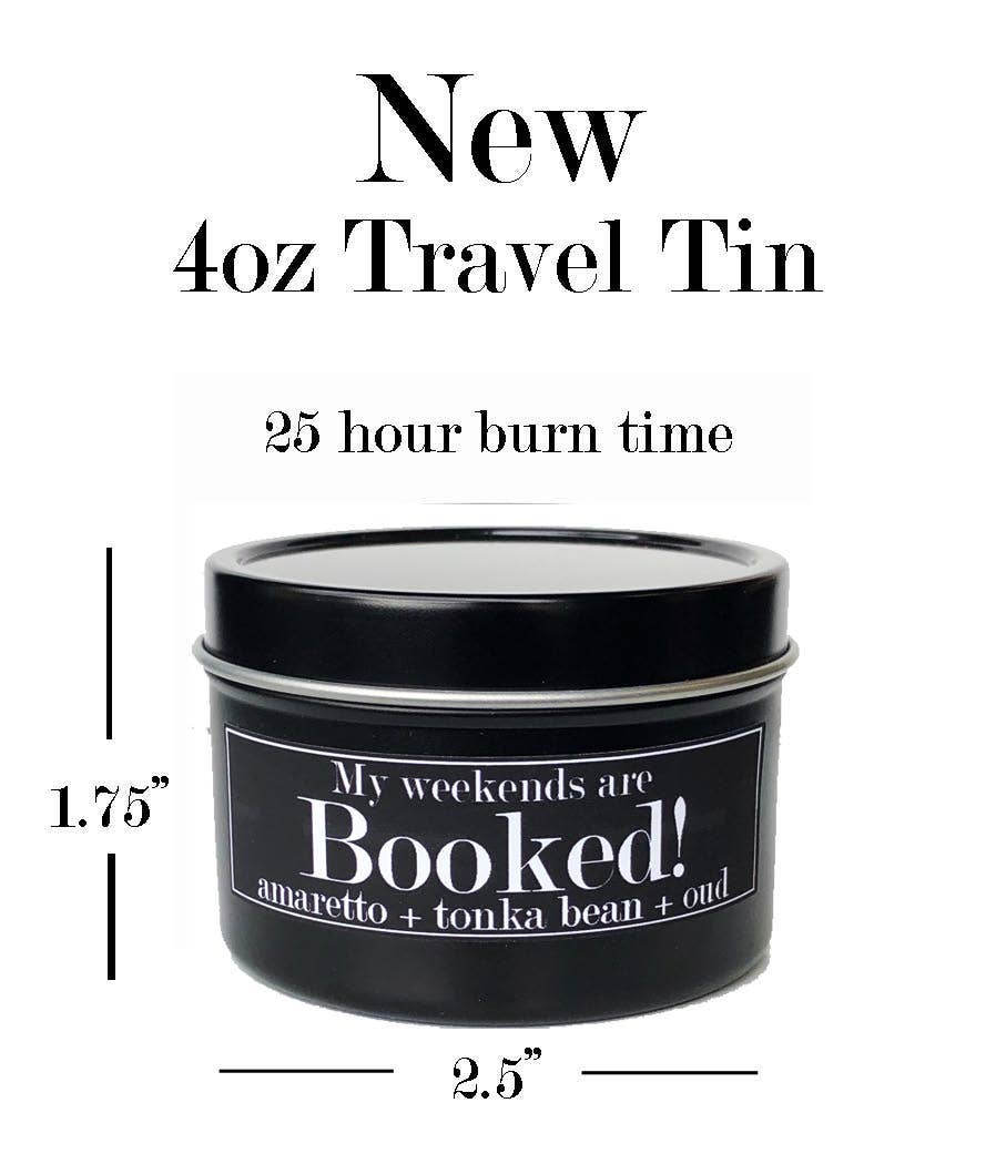 Fly Paper Products - Wholesale Travel Candles - My weekends are booked 4oz Candle Amaretto + Tonka Bean3
