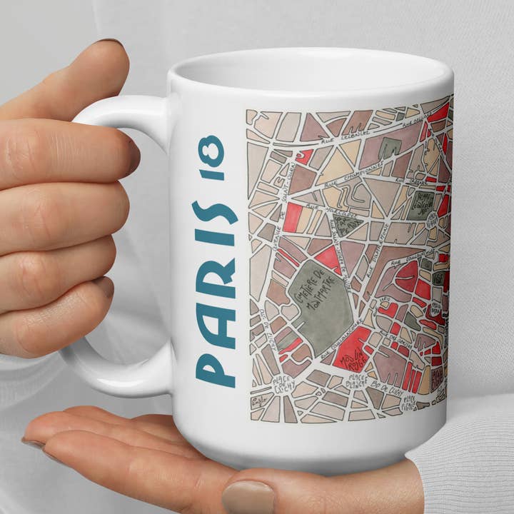 Illustrated mug PARIS, 18th district - City maps for wholesale by EmYLo