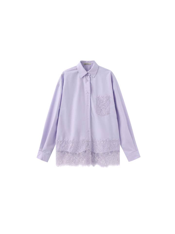 CUBIC – wholesale Buttoned-down shirt – Women's – Lace Panel Shirt2