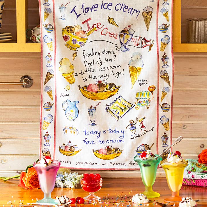 April Cornell - Wholesale Tea Towel - Ice Cream Watercolor Tea Towel