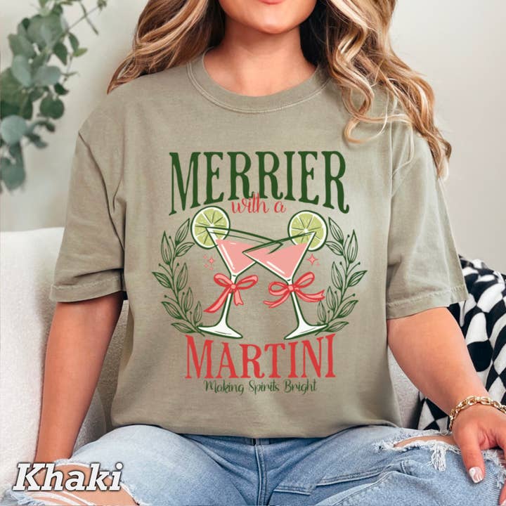 Shoppe SHC - Wholesale T-shirt (graphic) – women's - Merrier Martini Christmas Graphic Tee | Comfort Color19