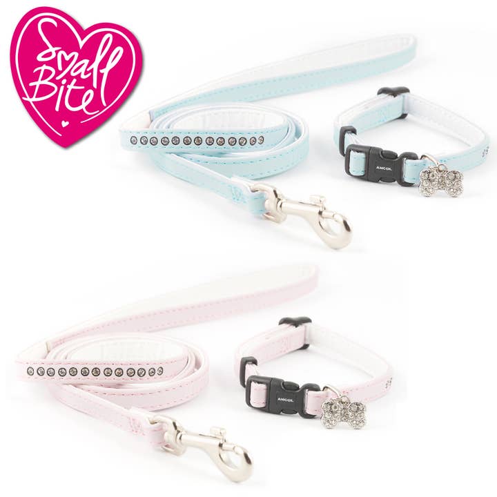 Small Bite Deluxe Jewel Collar & Lead Set ( blue or pink) for wholesale by Ancol Pet Products Ltd