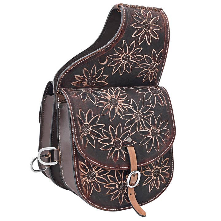 HILASON - Wholesale Horseback Riding Gear - HILASON Soft Leather Horse Saddle Bag Brown | Equestrian Western Adjustable Closure4