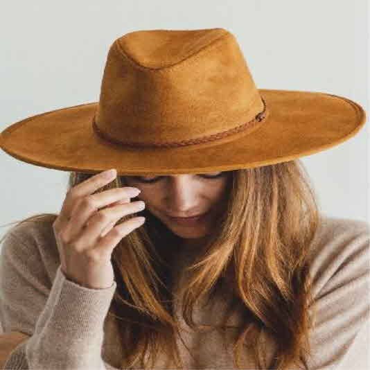 Queens INC - Wholesale Fedora - Women's - Best seller Fashion Classic Wide Brim Suede Primium  Hat Wid34