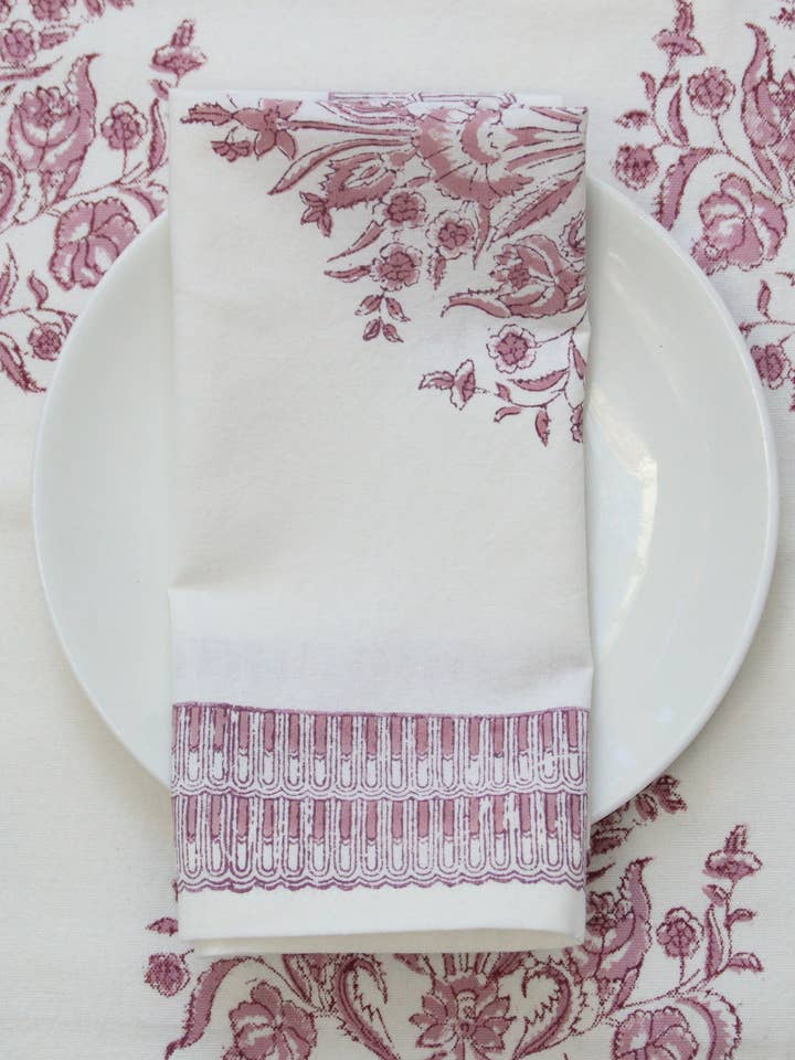 Handmade cotton Napkin Varmala roza for wholesale by Rozablue