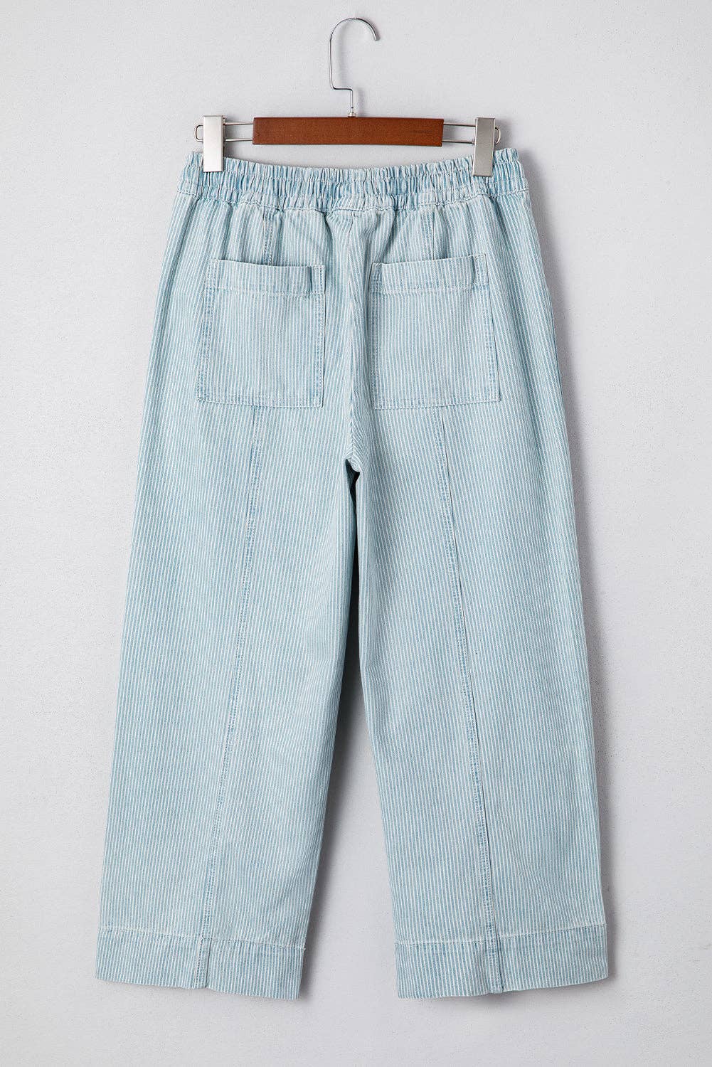 Sky Blue Stripe Mid Rise Drawstring Waist Jeans for wholesale on Faire1