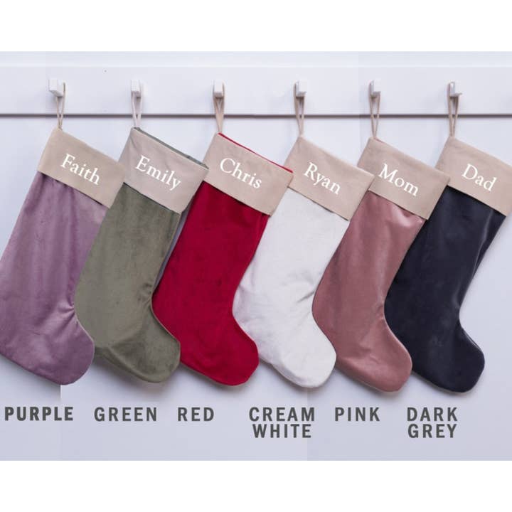 DallasTextile - Wholesale Holiday Stocking - Cotton Cuff Personalizable Christmas Velvet Stockings