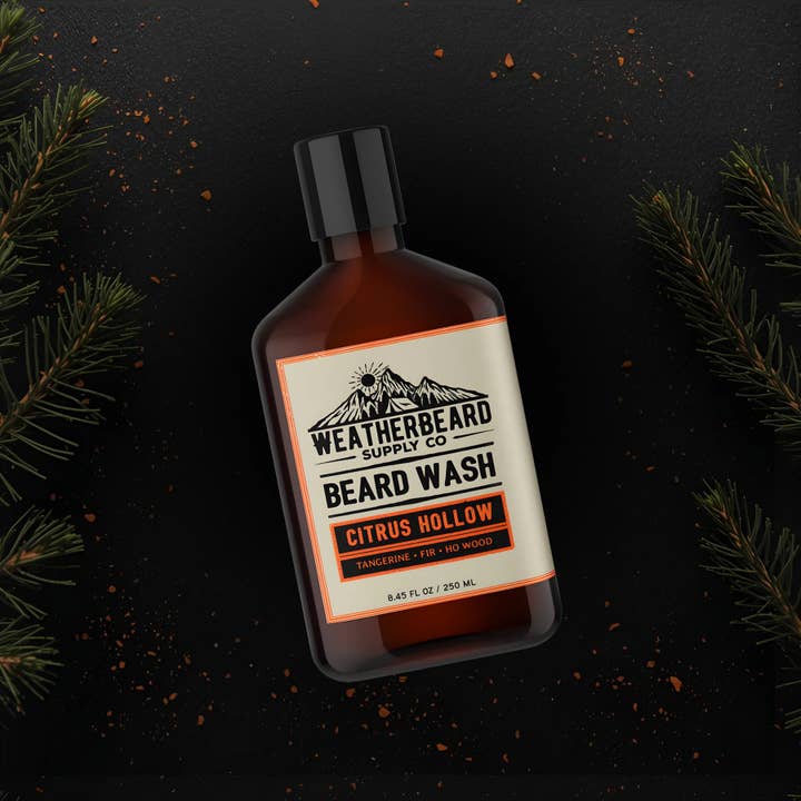 Weatherbeard | Beard Oils, Balms, Butters, & Cologne For Men - Wholesale Beard Wash/Shampoo - Citrus Hollow Beard Wash - Tangerine, Fir, Ho Wood3