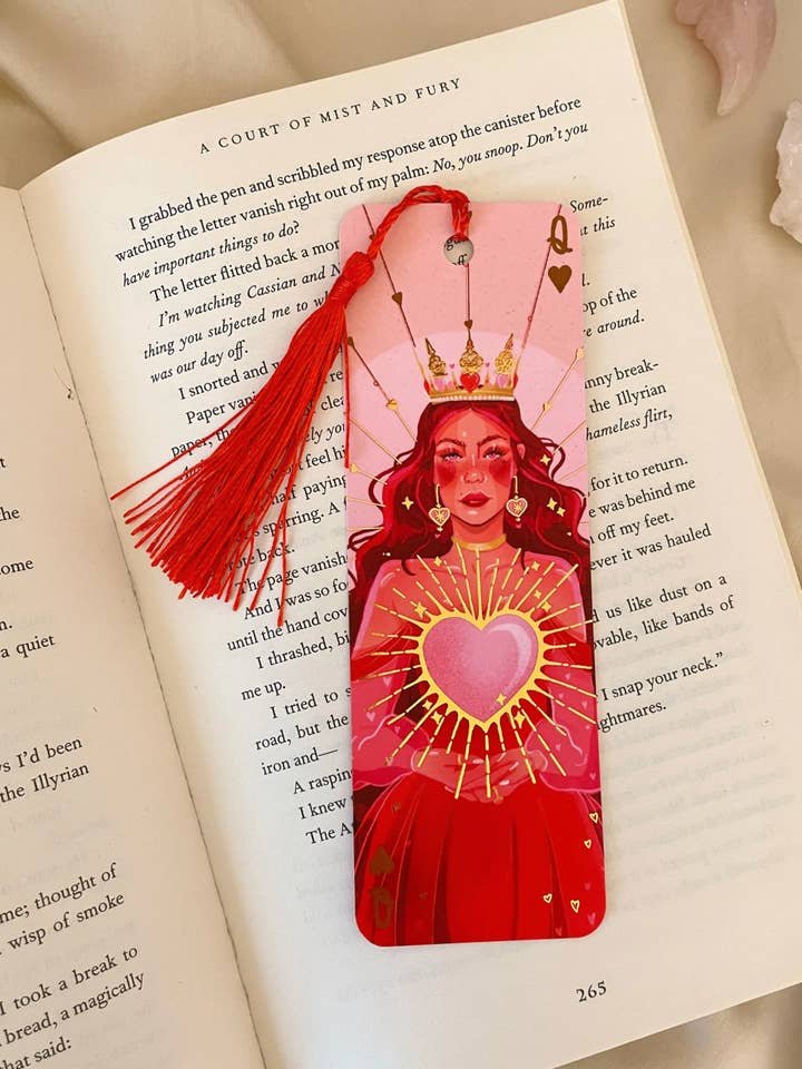 Queen of Hearts Rose Gold Foil Bookmark for wholesale by Brittany Keller Art