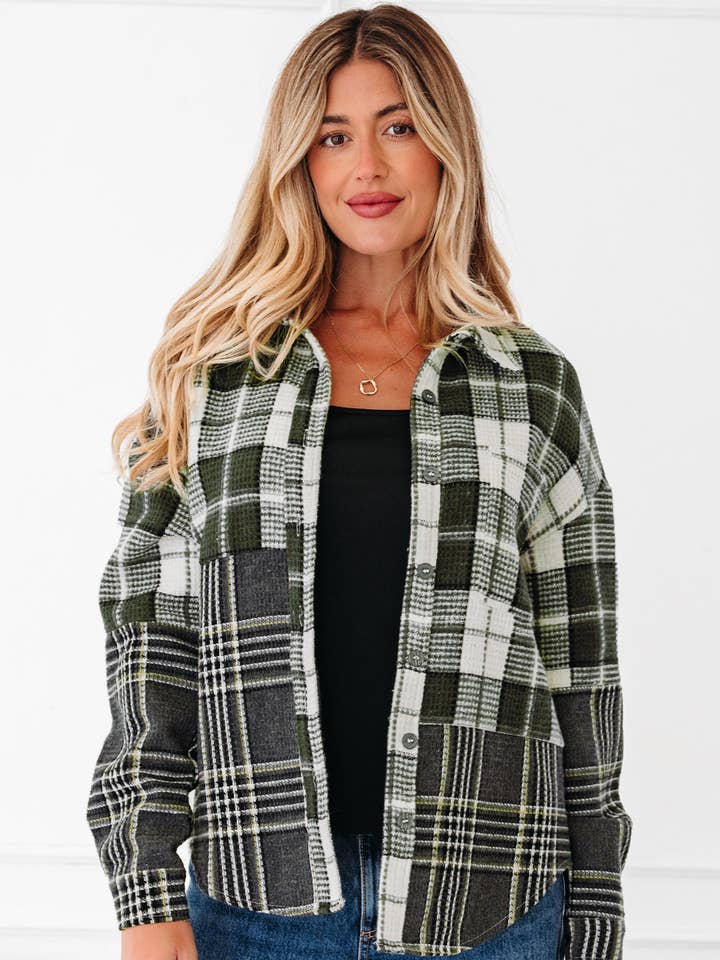 Scarlett Print Textured Knit Shacket for wholesale by Poppy Lee Lane