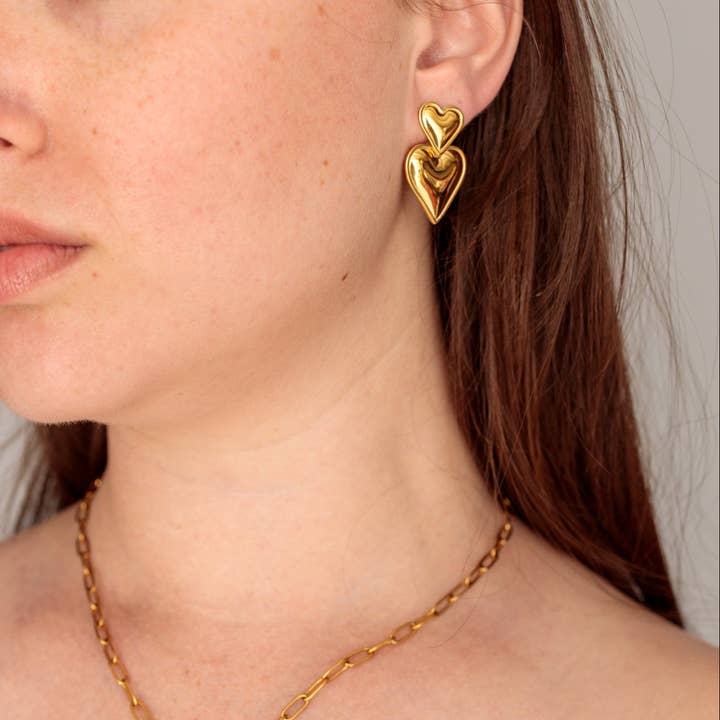 Double Heart Earrings for wholesale by TNT Goods