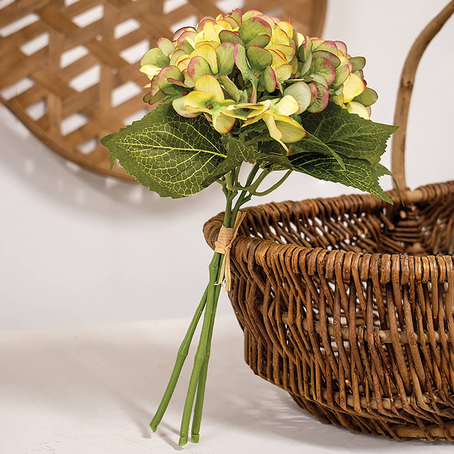 Saybrook Lane - Wholesale Artificial Flowers - Green & Pink Hydrangea Bouquet, 11.5"1