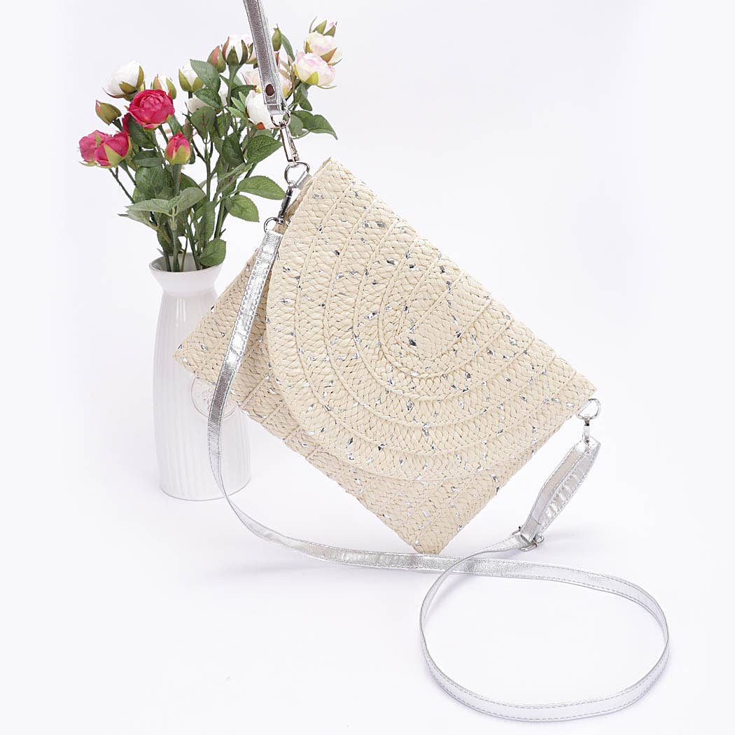 3AM BY H&D ACCESSORIES – wholesale Clutch bag – women's – Metallic Faux Straw Envelope Clutch1