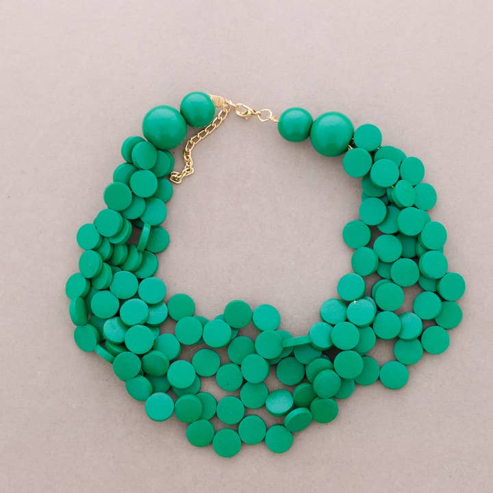 Sonata - Wholesale Bib Necklace - Wooden Medallion Choker3