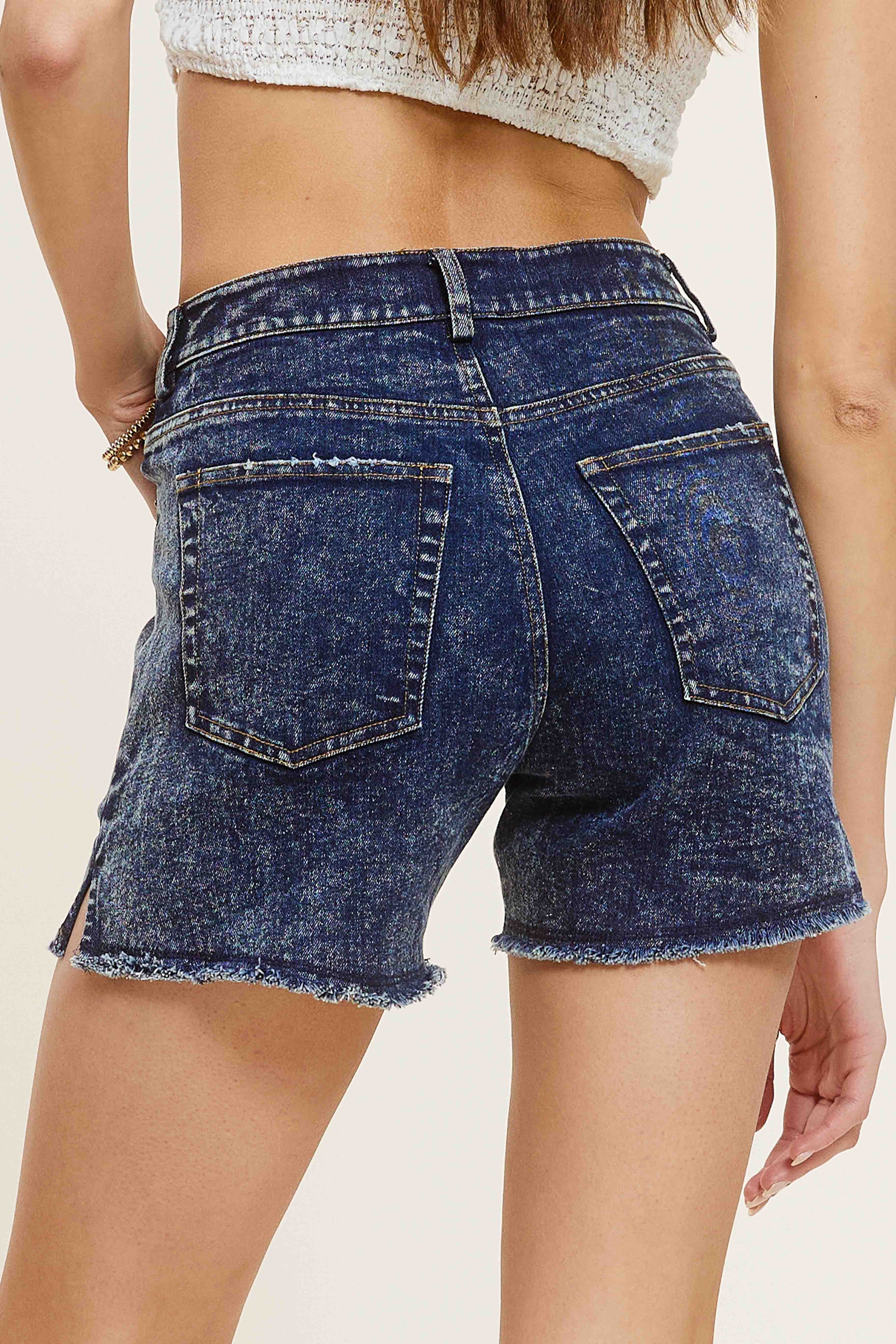 La Miel - Wholesale Shorts - Women's - HCP4224-High Rise Basic Mineral Washed Colored Denim Shorts46