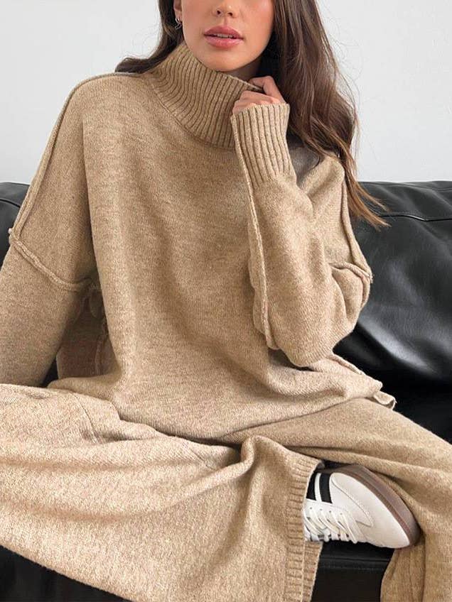 Casual Slouchy Turtleneck Trouser Set for wholesale by Rosa Clothing
