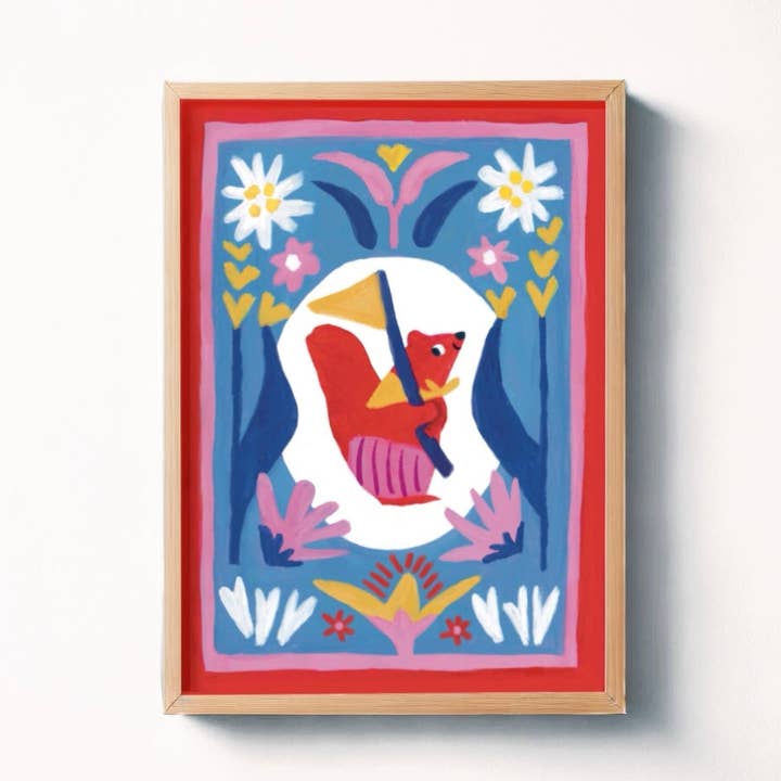 Red Squirrel Art Print Kids Room | Eco-Friendly | UK Made for wholesale by Growing Wilder