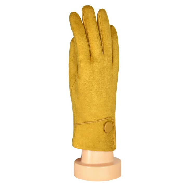 Taylor Hill Scarves & Co - Wholesale Gloves - Women's - THSG1057: Mustard: Big Button Cuffed Gloves
