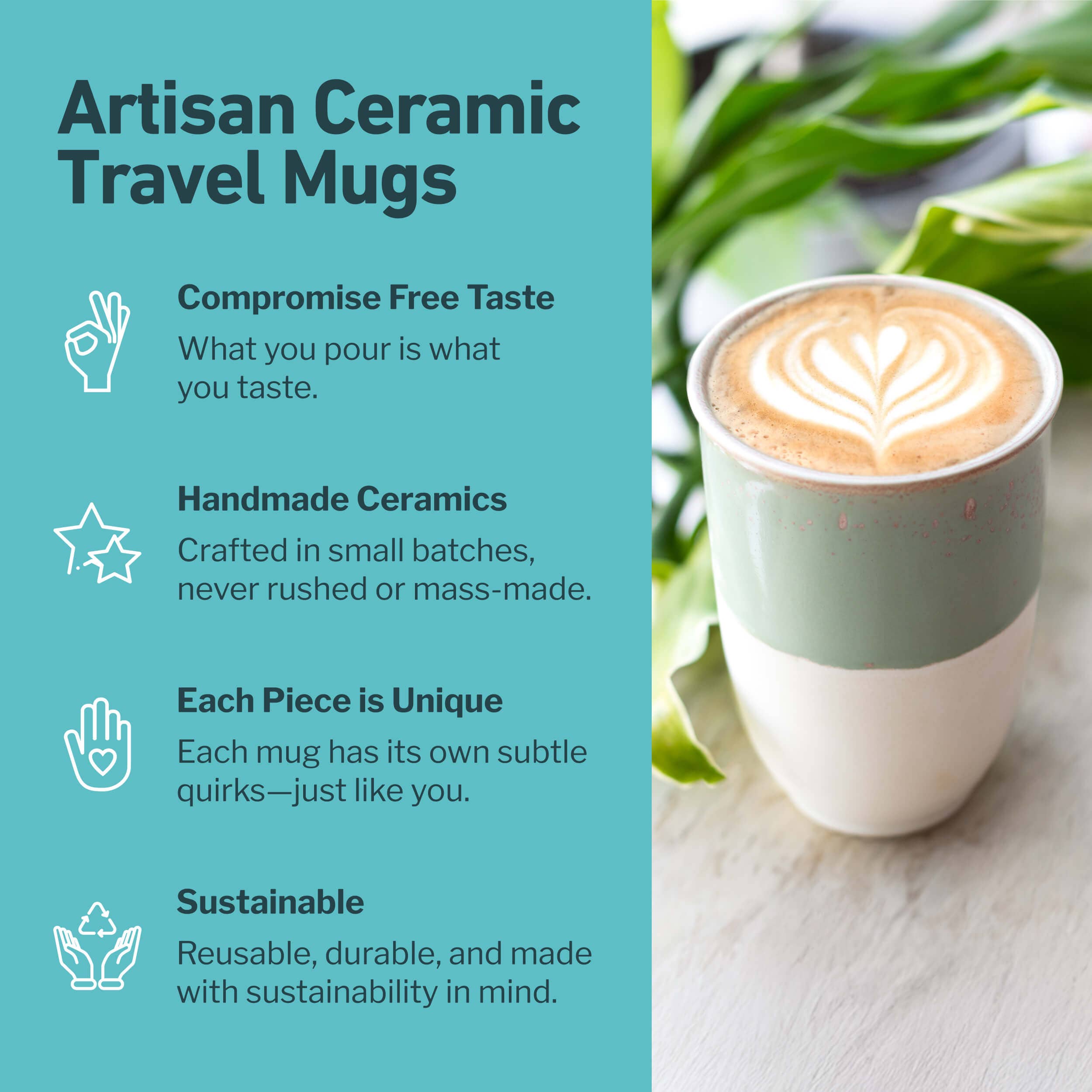 Nova Ceramics Travel Mugs - Wholesale Coffee Mug - Sage Green Ceramic Travel Mug – 12oz Reusable Cup4