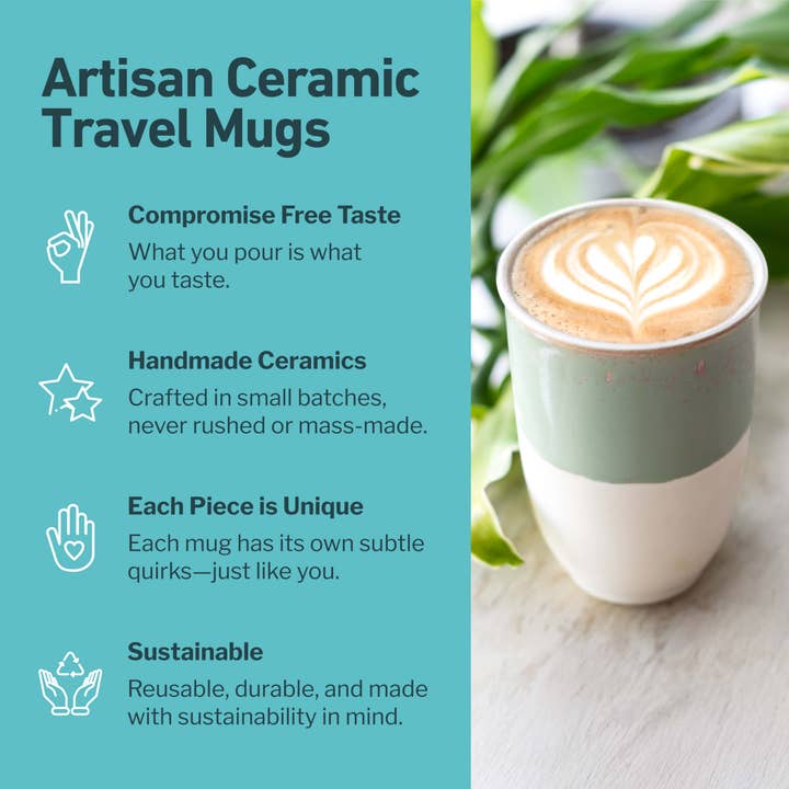 Nova Ceramics Travel Mugs - Wholesale Coffee Mug - Sage Green Ceramic Travel Mug – 12oz Reusable Cup4