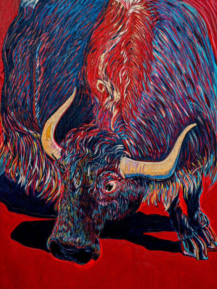 Red Bull Art Print by Katie Sevigny Giclee on Matte Paper for wholesale by Sevigny Studio