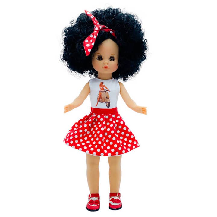 Muñeca de colección y artesanía – Boneca - Crianças por atacado – Boneca Sintra 40 cm .100% vinil com vestido pin up fashion