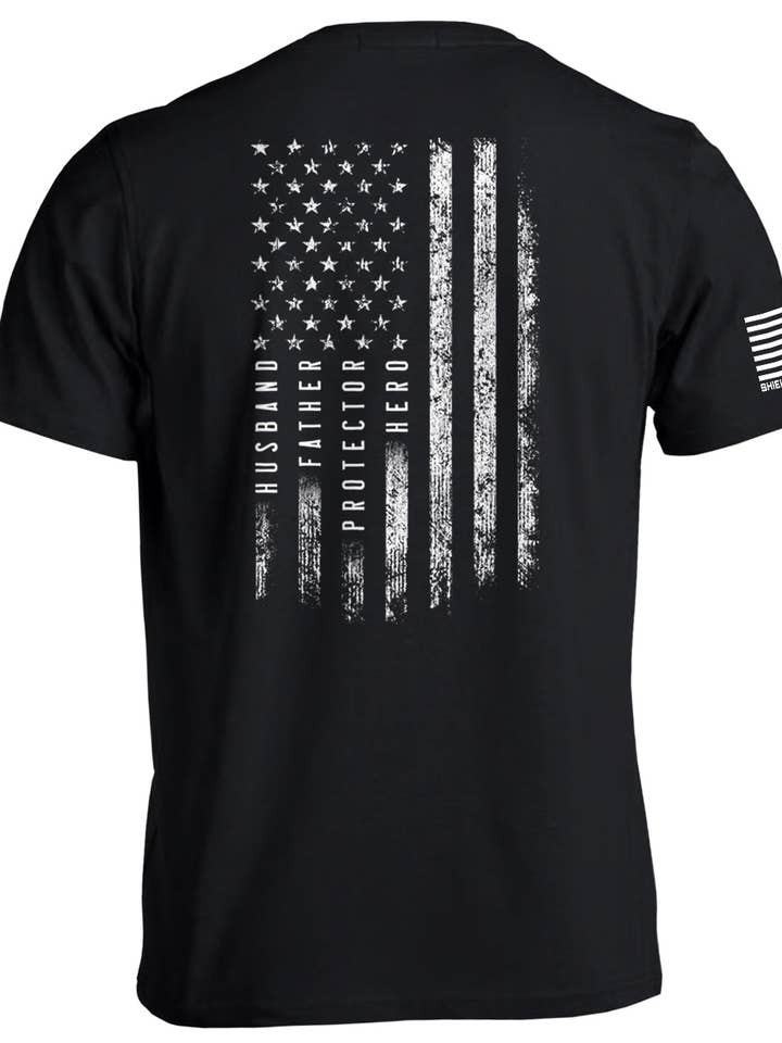 Husband Father Protector Hero American Flag for wholesale by Shield Republic