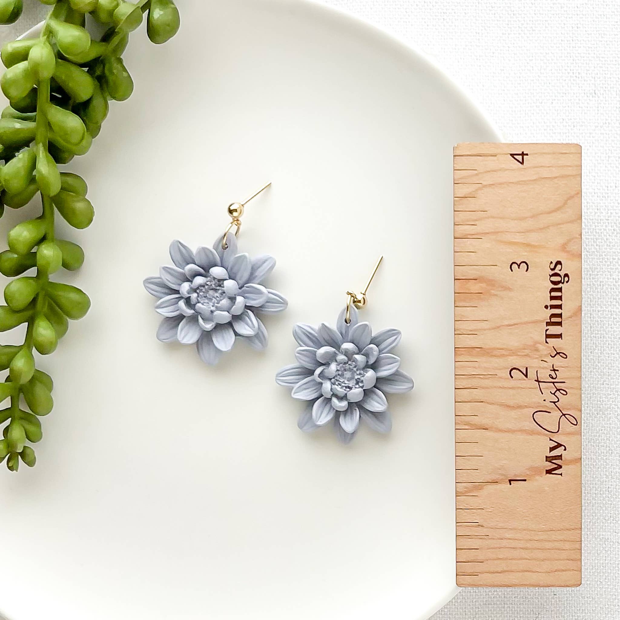 My Sister’s Things - Wholesale Dangle Earrings - Dahlia Flower Clay Earrings, Flower Core Earrings2