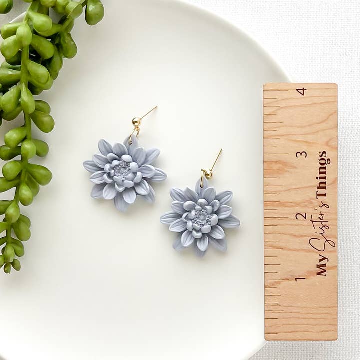 My Sister’s Things - Wholesale Dangle Earrings - Dahlia Flower Clay Earrings, Flower Core Earrings2