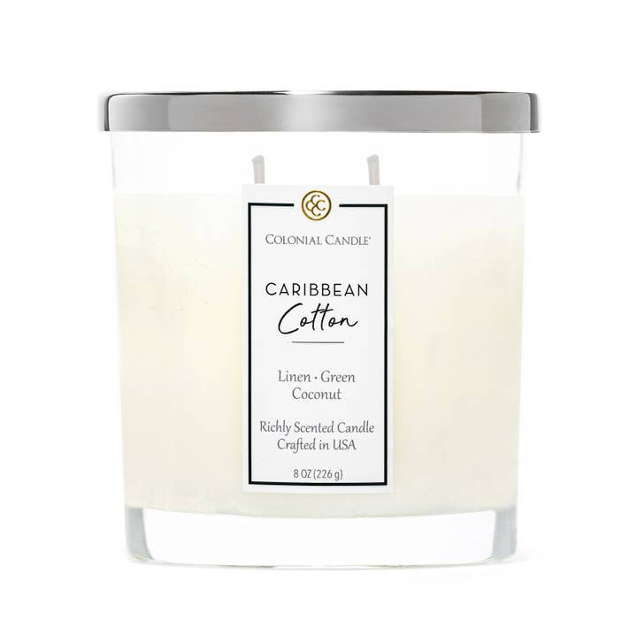 MVP Group International INC - Wholesale Jar/Filled Candle - Signature Oval Caribbean Cotton, 2 Wick, 8oz