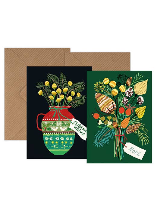 Pacchetto di biglietti di auguri natalizi - Noel & Christmas Wishes. per la vendita all'ingrosso da parte di Brie Harrison Ltd