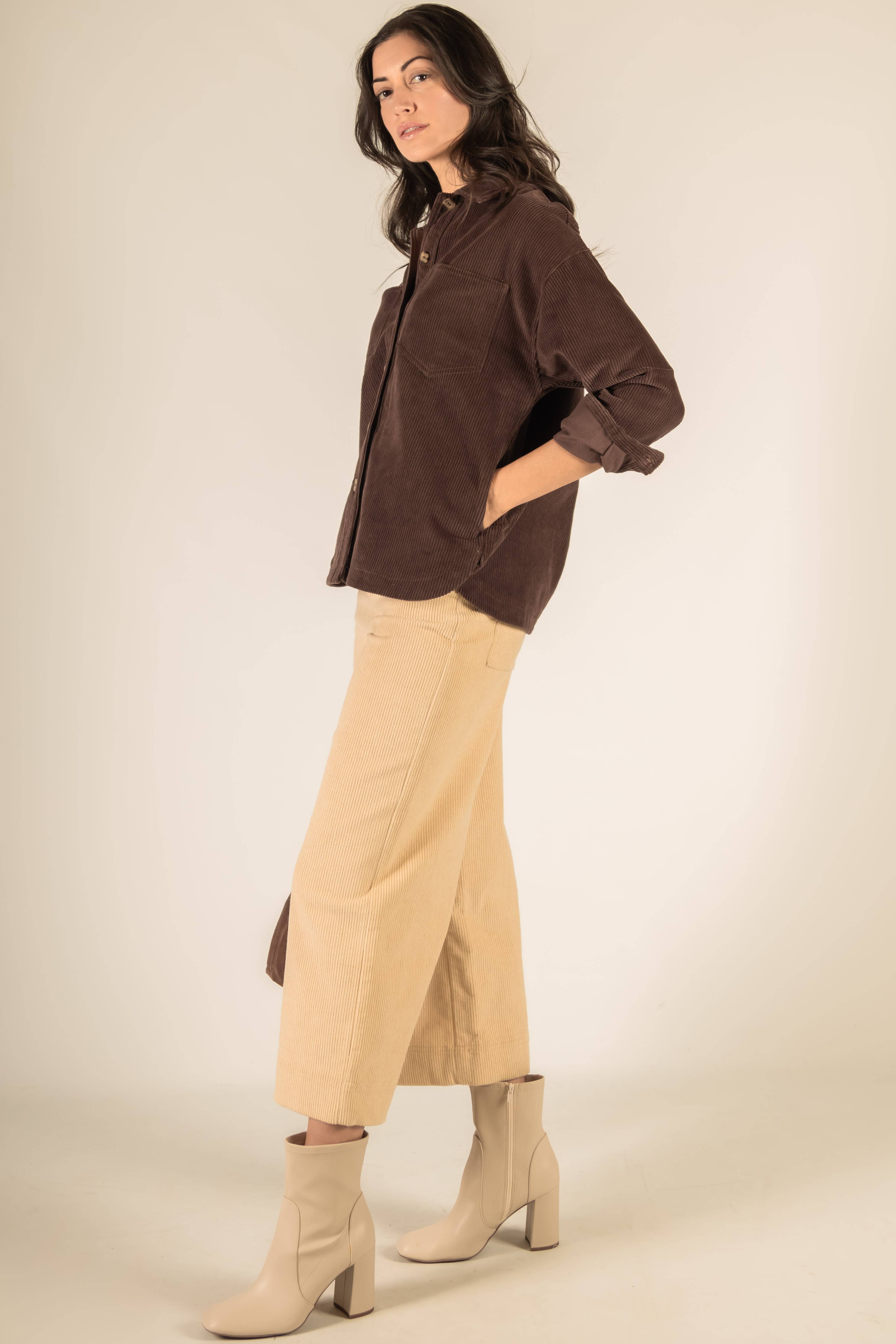 Before You Collection - Vente Chemise à col boutonné – femme - Chemise boutonnée en velours côtelé7