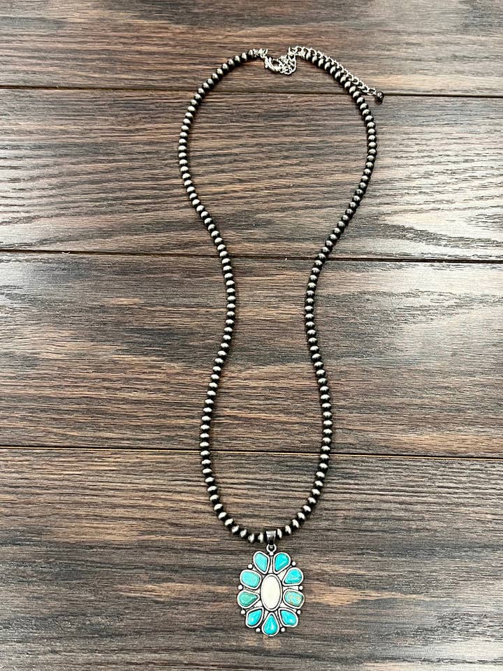 739609, Handmade 30" Navajo Turquoise Necklace for wholesale by ISAC Trading Inc