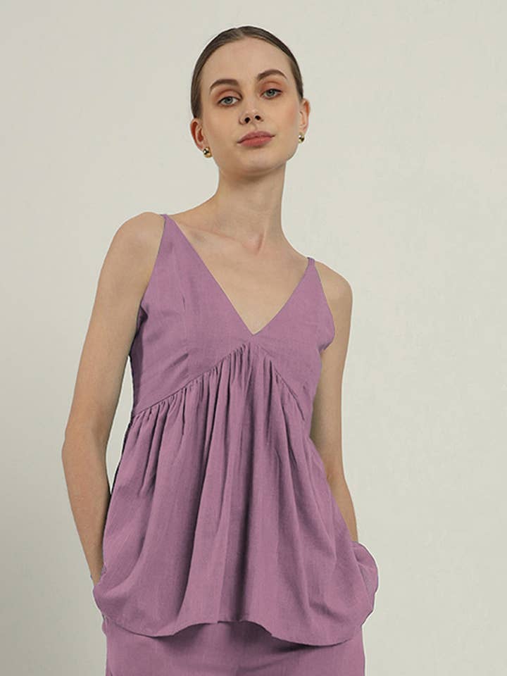 Weekend Update Verzamelde Paarse Wervel Top (Zonder Broeken) voor wholesale door Thevasa