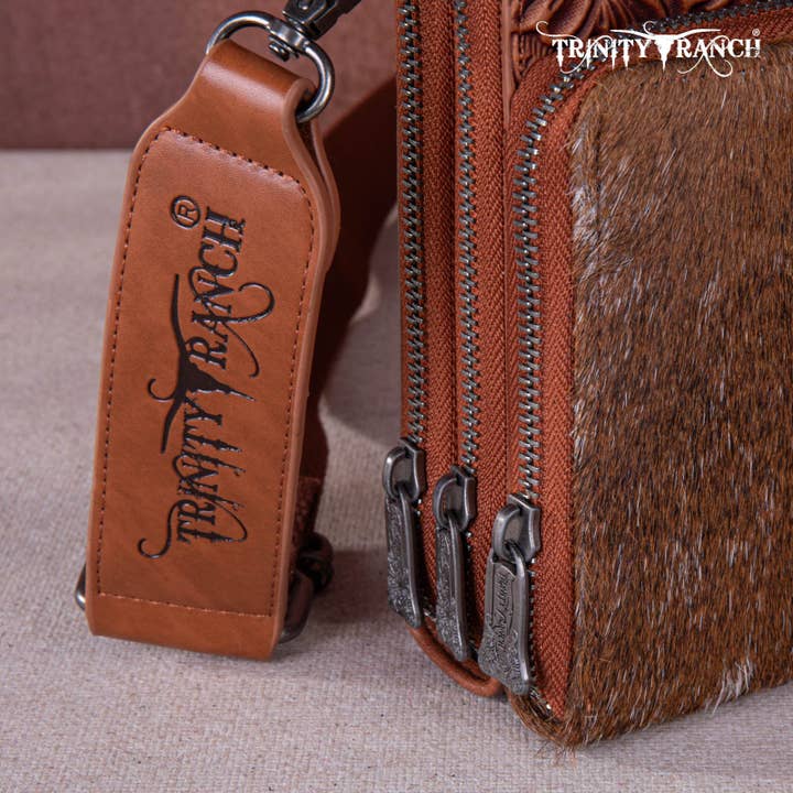REMOVED BRAND - Wholesale Crossbody Bag - Women's - TR159 -183 Trinity Ranch Genuine Hair-On Cowhide /Tooled Collection Phone Purse with Coin Pouch21