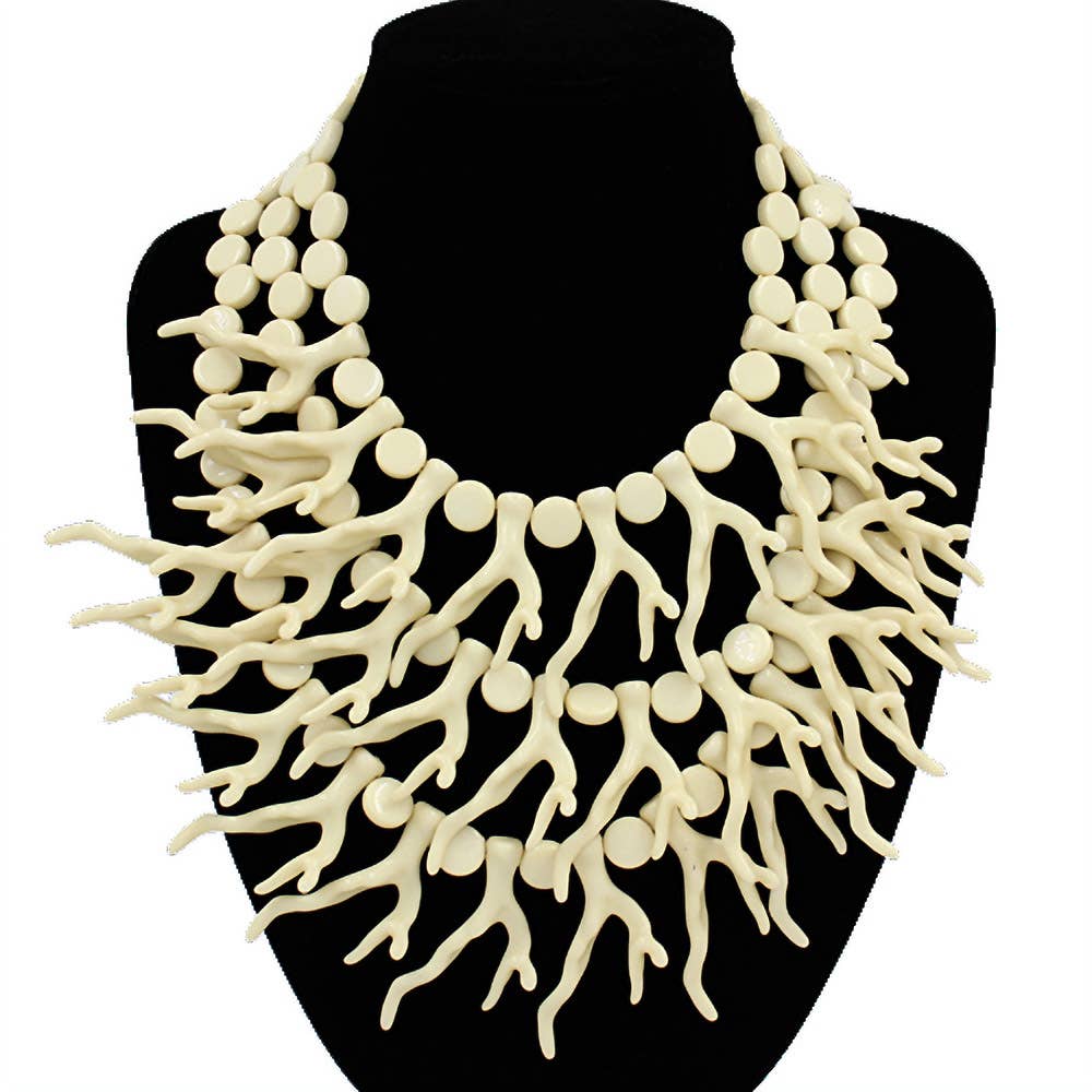 Sensibling Corp. - Wholesale Bib Necklace - Bold Layered Coral Statement Necklace5