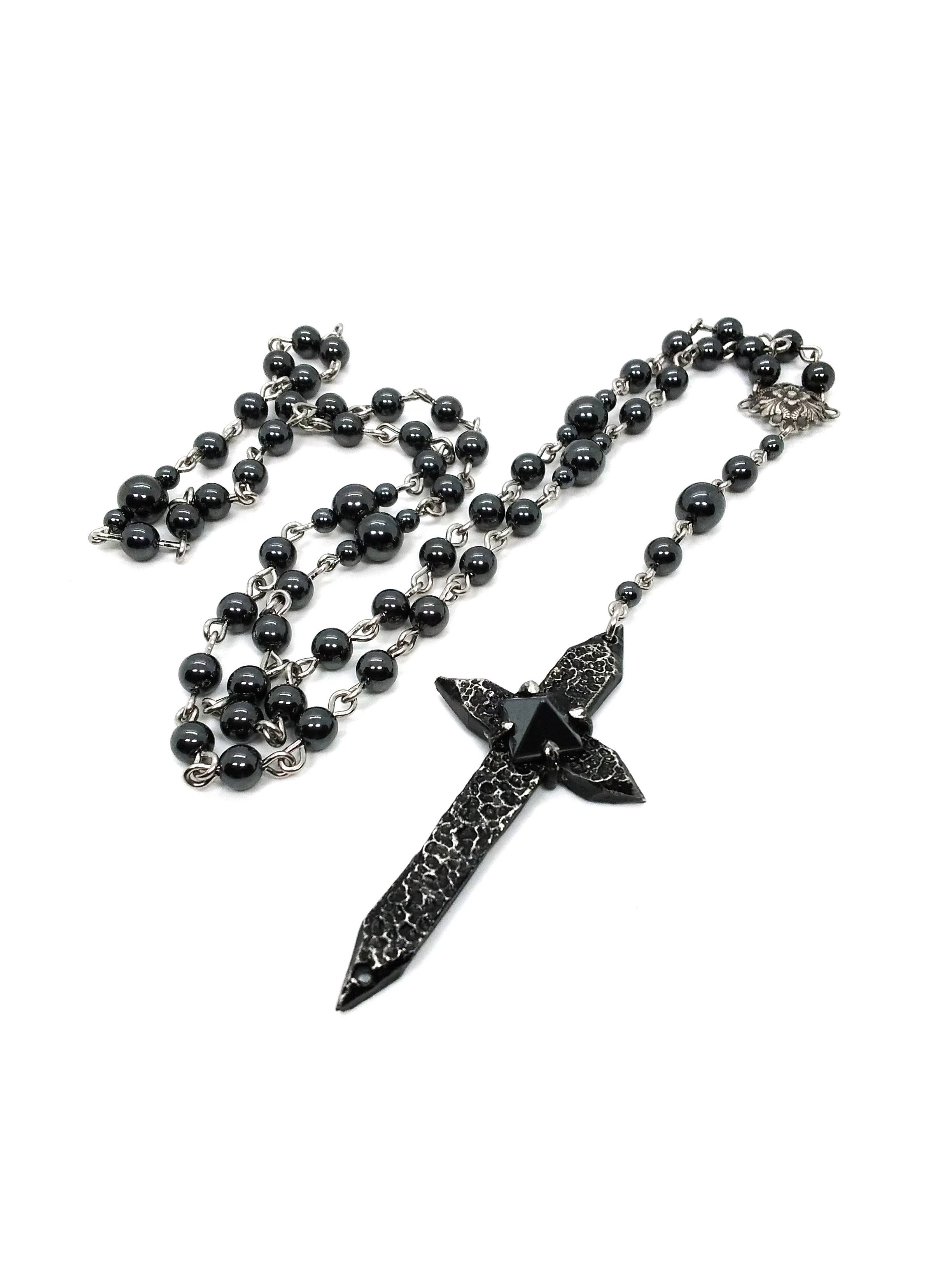 JunkyardBat - Wholesale Prayer Beads Necklace - Spiked Cross Rosary0