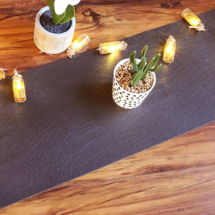 Corredor de Mesa em Pele Castanho Luxury 70cm por atacado de The Dapper House