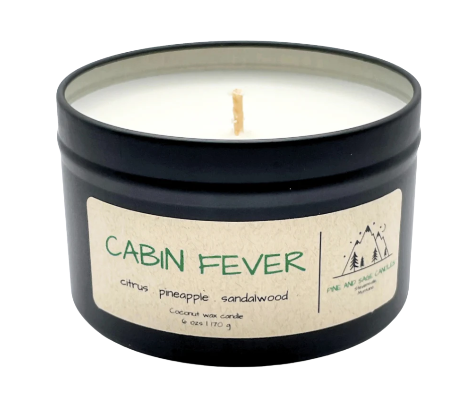 Pine and Sage Candles – Velas de viagem por atacado – Cabin Fever - Lata de Vela Preta Fosca de 170 g7
