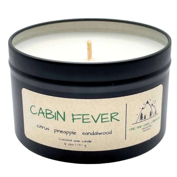 Pine and Sage Candles – Velas de viagem por atacado – Cabin Fever - Lata de Vela Preta Fosca de 170 g7
