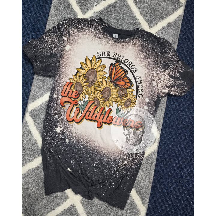 She belongs among the wildflowers bleached tee for wholesale by L.A. Creations