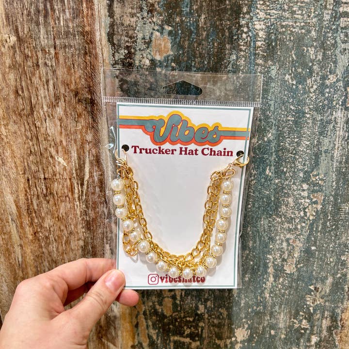 Corrente Pearl Triple Layer Trucker | Hat Bar | Jóias para chapéus por atacado de Vibes Hat Company