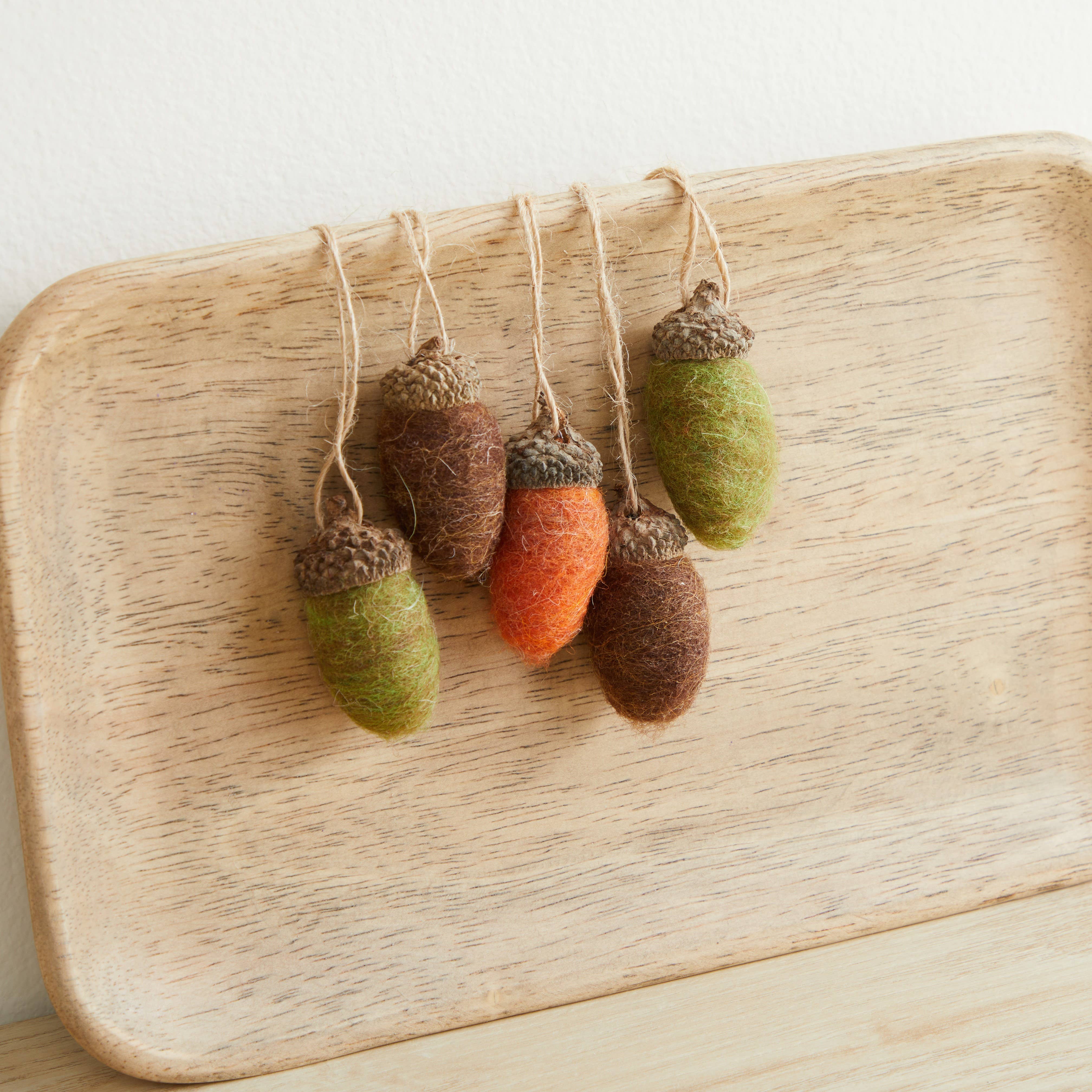 Your Heart's Content - Wholesale Decorative Tabletop Object - Acorns Wool Felted Woodland Home Decor, Farmhouse Cottage