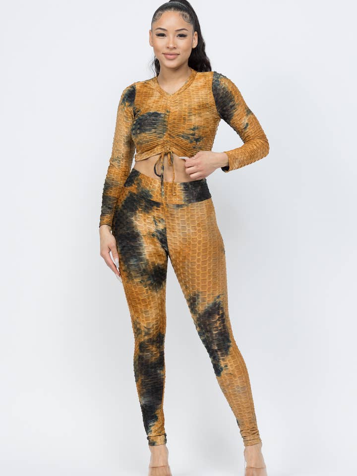 Honeycomb TieDye Raffen- und Legging-Set für den Großhandel von Julia by LoveJ