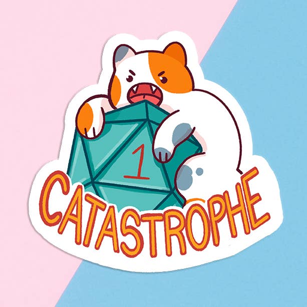 Katastrofe | Vandtæt Kat D20 Klistermærke for engroshandel hos Lemon Whiskers