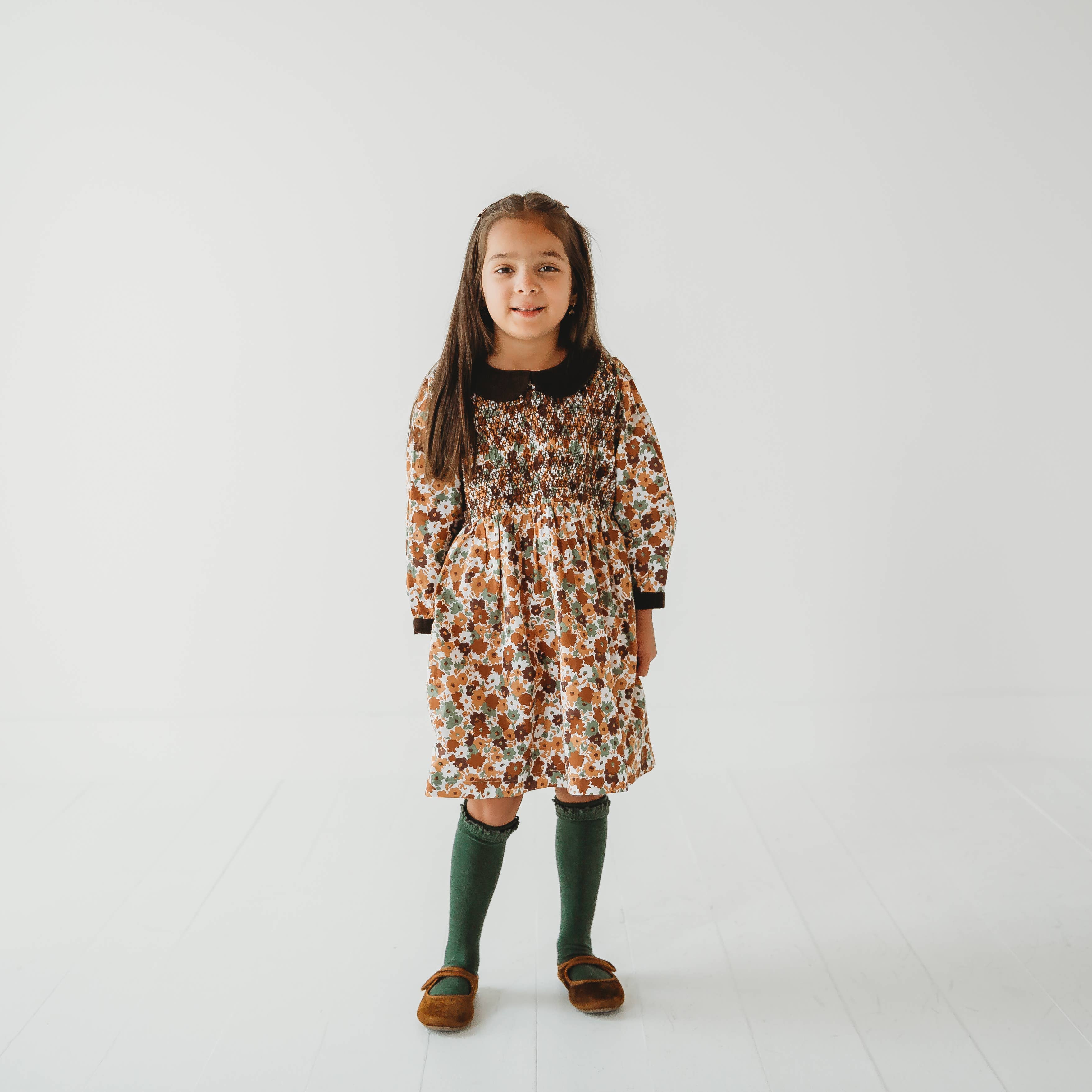 LARILI - Wholesale Dress - Kids - Brown Fall Smocked Dress4