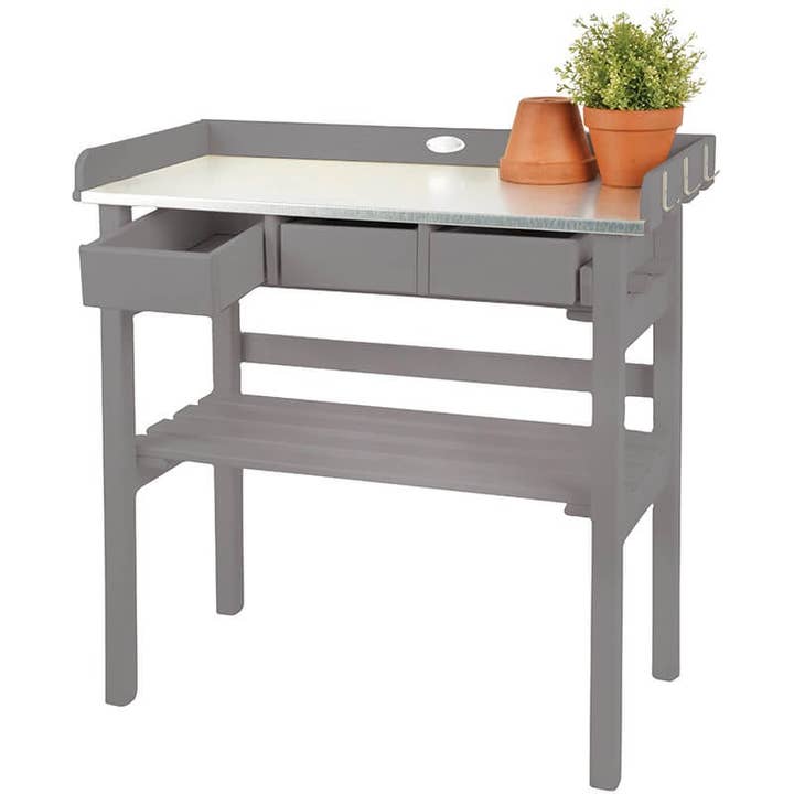 Country Folklore Garden Work Bench, Wood, Gray for wholesale by Esschert Design USA